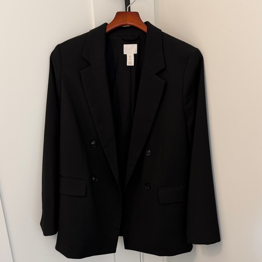 H&M Black Double-Breasted Women's Blazer Jacket
